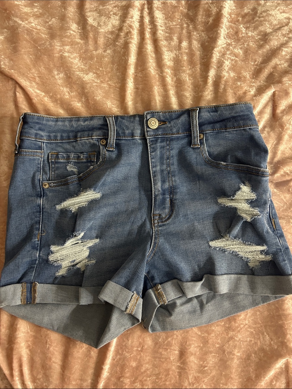 Blue Distressed Denim Women’s Shorts